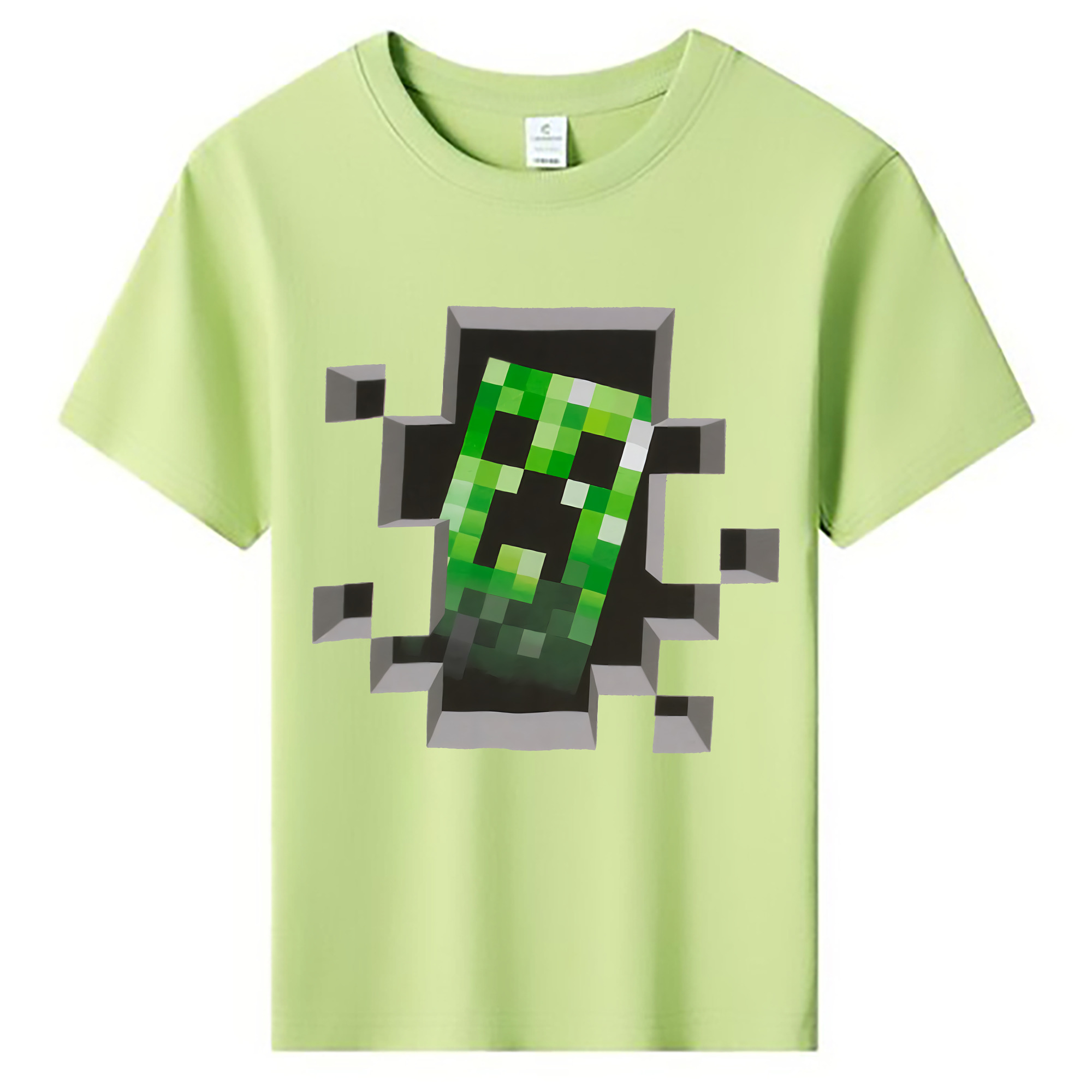 （画像用） マインクラフト ブロックの世界 Minecraft MC Block world 綿100％キッズTシャツ（フロントプリント）